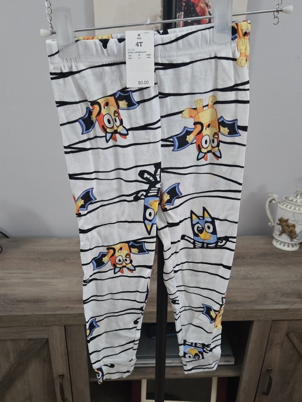 Size 4T Striped Cotton Bottoms with Bluey Cartoon Print